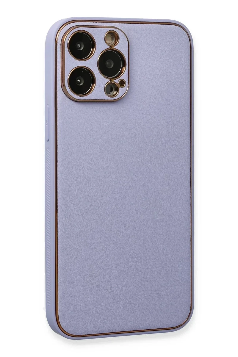 Apple iPhone 13 Pro Max Kılıf Coco Deri Silikon Kapak - Açık Lila