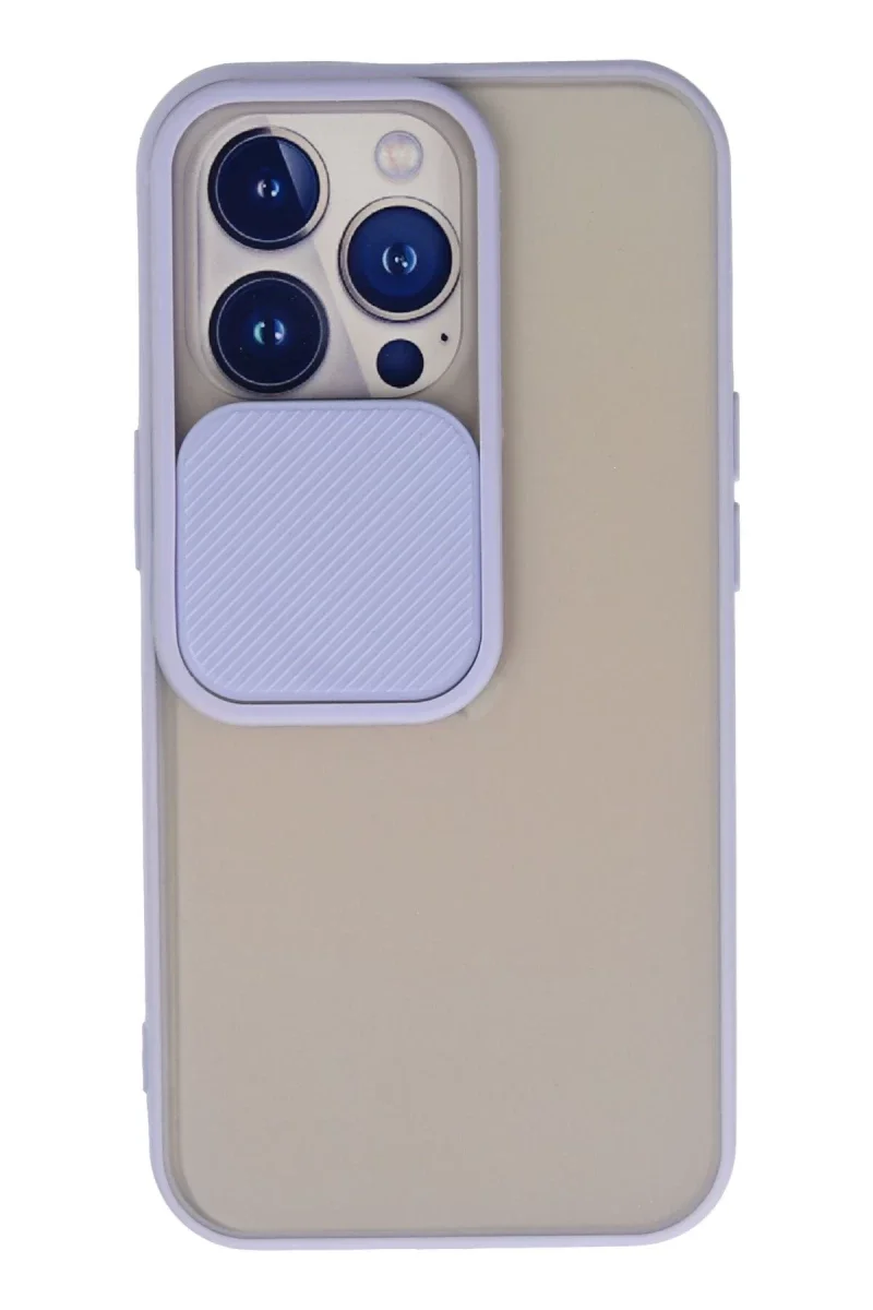 Apple iPhone 13 Pro Kılıf Palm Buzlu Kamera Sürgülü Silikon - Lila Apple iPhone 13 Pro Kılıf Palm Buzlu Kamera Sürgülü Silikon - Lila
