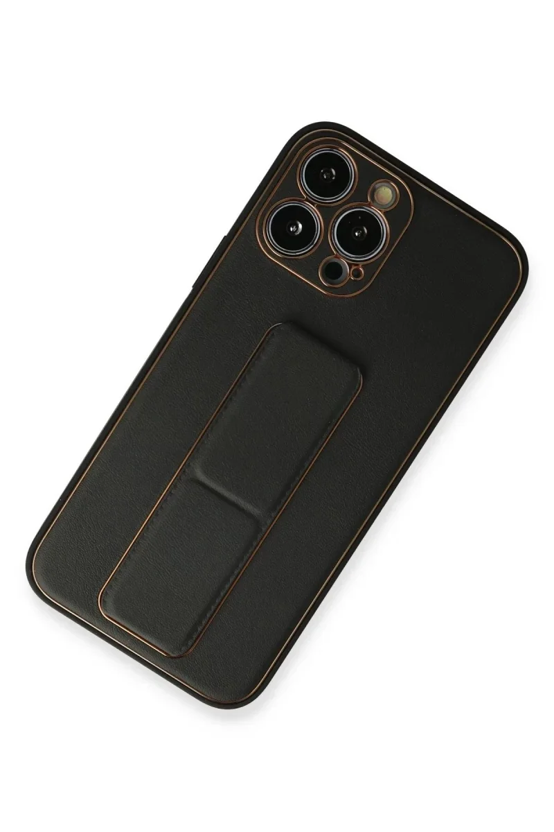 Apple iPhone 13 Pro Kılıf Coco Deri Standlı Kapak - Siyah Apple iPhone 13 Pro Kılıf Coco Deri Standlı Kapak - Siyah