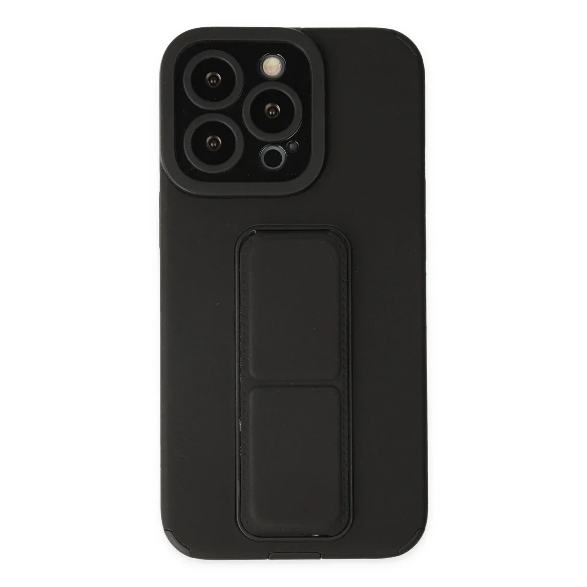 Apple iPhone 13 Pro Kılıf Mega Standlı Silikon - Siyah Apple iPhone 13 Pro Kılıf Mega Standlı Silikon - Siyah