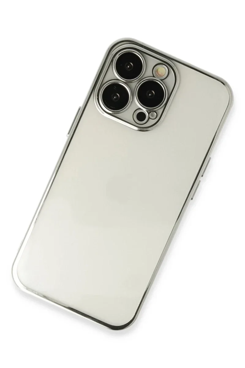Apple iPhone 13 Pro Max Kılıf Razer Lensli Silikon - Gümüş