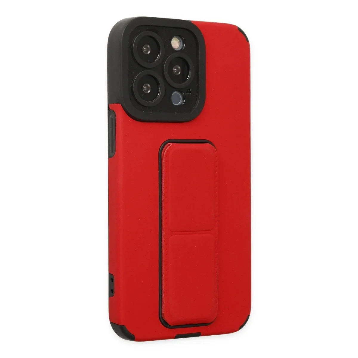 Apple iPhone 13 Pro Kılıf Mega Standlı Silikon - Kırmızı Apple iPhone 13 Pro Kılıf Mega Standlı Silikon - Kırmızı