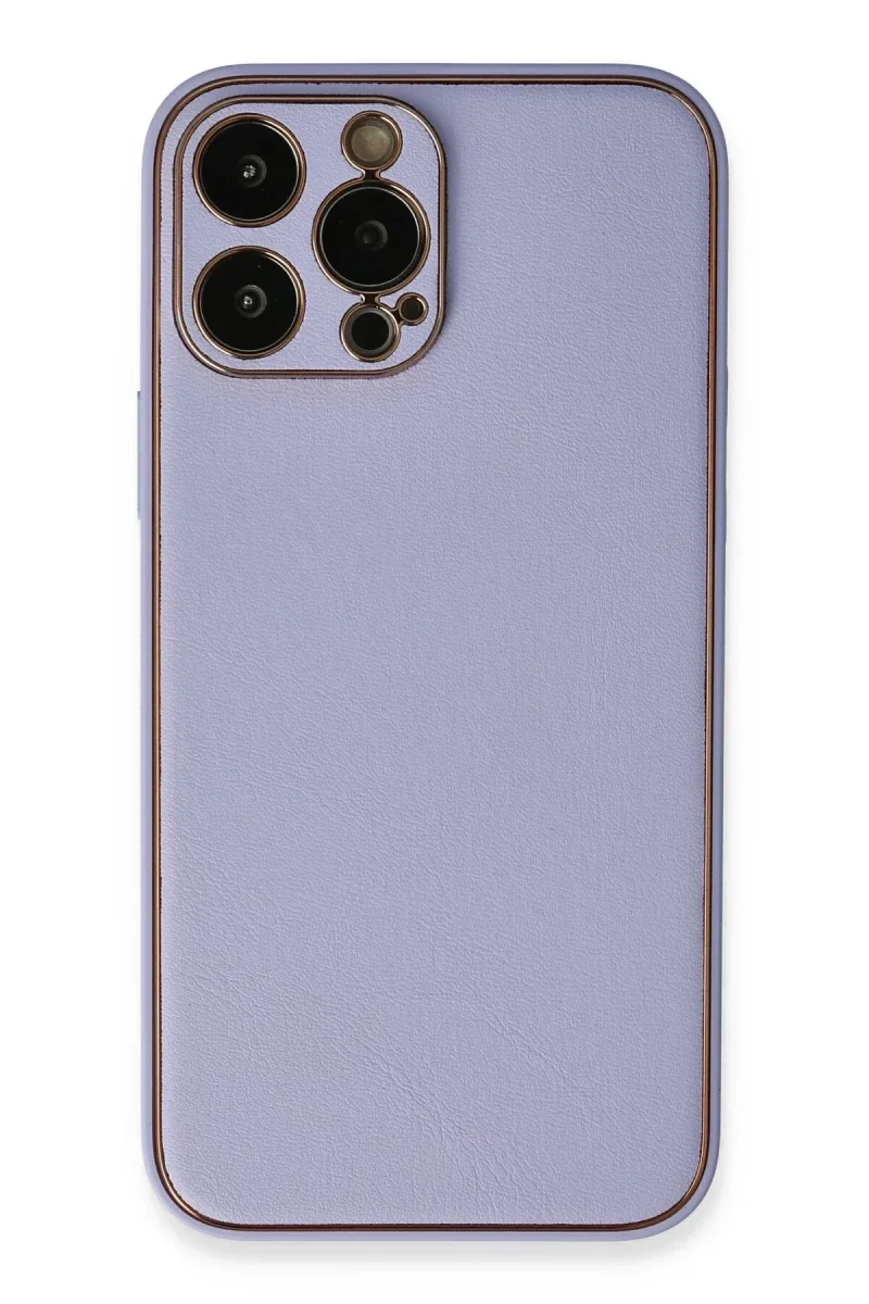 Apple iPhone 13 Pro Max Kılıf Coco Deri Silikon Kapak - Açık Lila