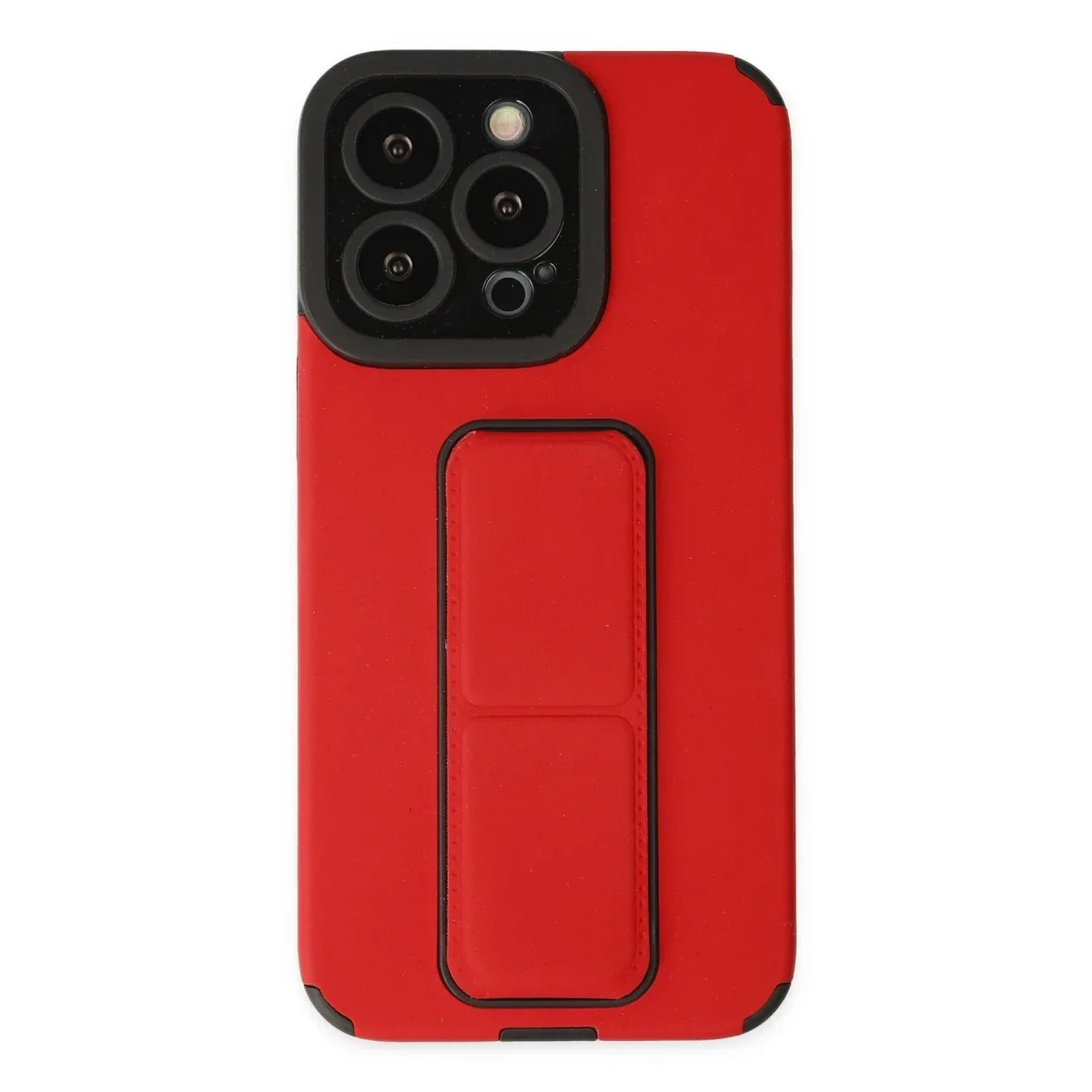 Apple iPhone 13 Pro Kılıf Mega Standlı Silikon - Kırmızı Apple iPhone 13 Pro Kılıf Mega Standlı Silikon - Kırmızı