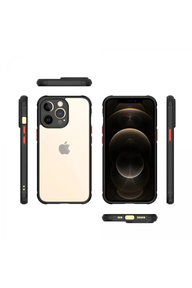 Apple iPhone 13 Pro Kılıf Miami Şeffaf Silikon - Siyah