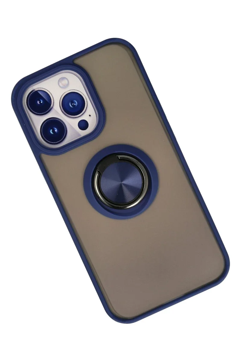 Apple iPhone 13 Pro Max Kılıf Montreal Yüzüklü Silikon Kapak - Lacivert Apple iPhone 13 Pro Max Kılıf Montreal Yüzüklü Silikon Kapak - Lacivert
