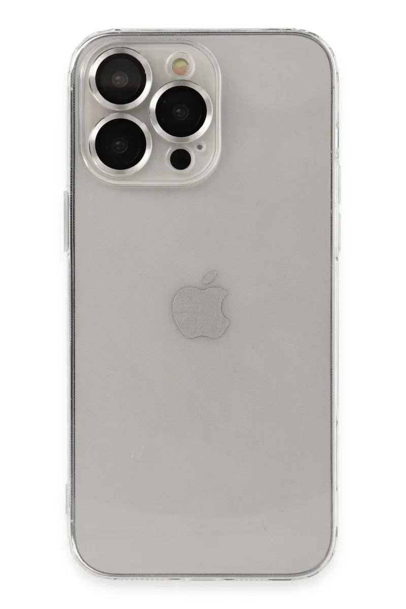 Apple iPhone 13 Pro Max Kılıf Luko Lens Silikon - Gümüş