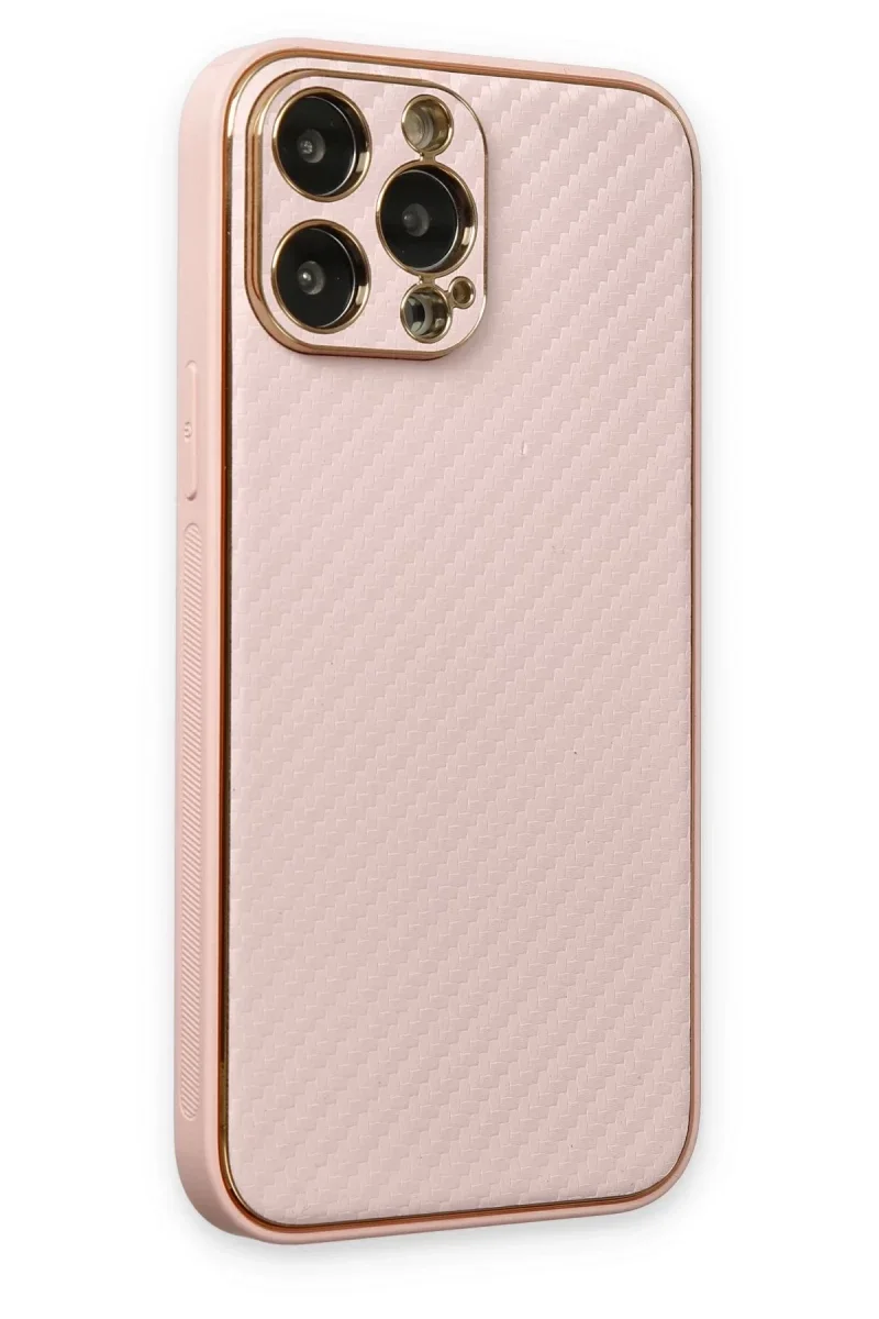 Apple iPhone 13 Pro Max Kılıf Coco Karbon Silikon - Pembe