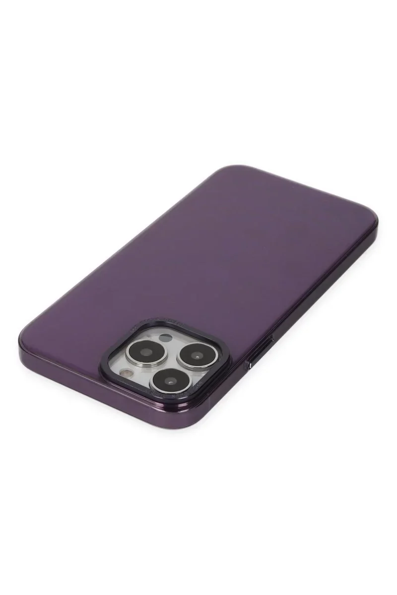 Apple iPhone 13 Pro Max Kılıf Anka PC Sert Metal Kapak - Mor