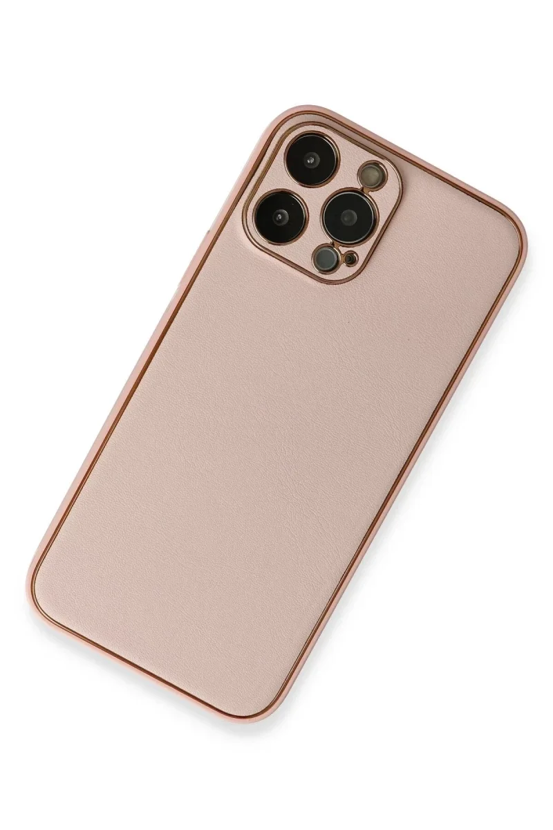 Apple iPhone 13 Pro Kılıf Coco Deri Silikon Kapak - Pembe Apple iPhone 13 Pro Kılıf Coco Deri Silikon Kapak - Pembe