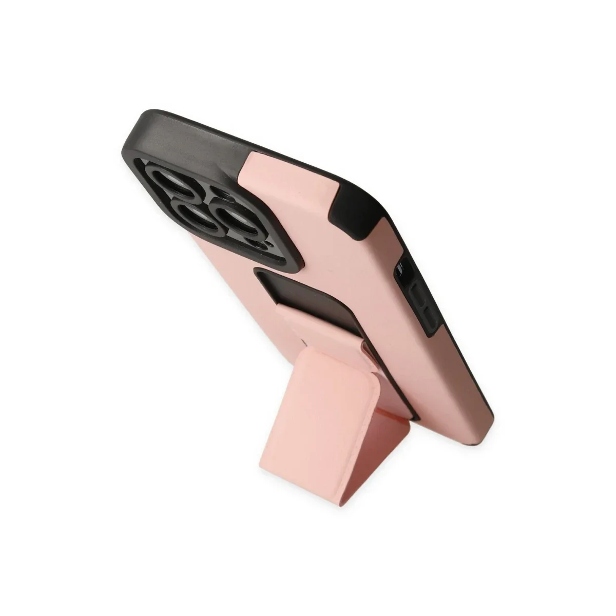 Apple iPhone 13 Pro Max Kılıf Mega Standlı Silikon - Pudra Apple iPhone 13 Pro Max Kılıf Mega Standlı Silikon - Pudra