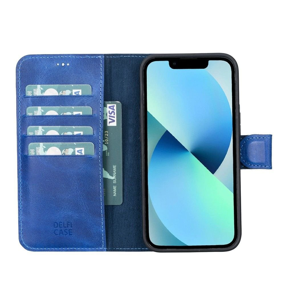 Apple iPhone 13 Pro Max Uyumlu Deri Cüzdanlı Kılıf Okyanus Mavi Apple iPhone 13 Pro Max Uyumlu Deri Cüzdanlı Kılıf Okyanus Mavi