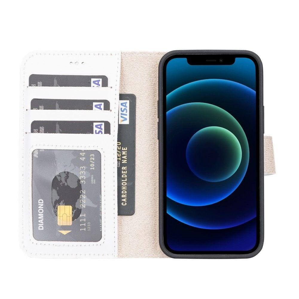 Apple iPhone 13 Mini Uyumlu Deri Cüzdanlı Kılıf F3 Beyaz Apple iPhone 13 Mini Uyumlu Deri Cüzdanlı Kılıf F3 Beyaz