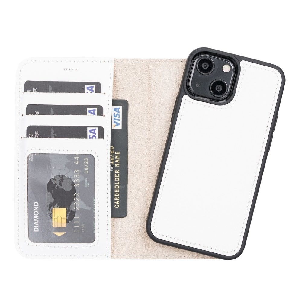 Apple iPhone 13 Mini Uyumlu Deri Cüzdanlı Kılıf F3 Beyaz Apple iPhone 13 Mini Uyumlu Deri Cüzdanlı Kılıf F3 Beyaz