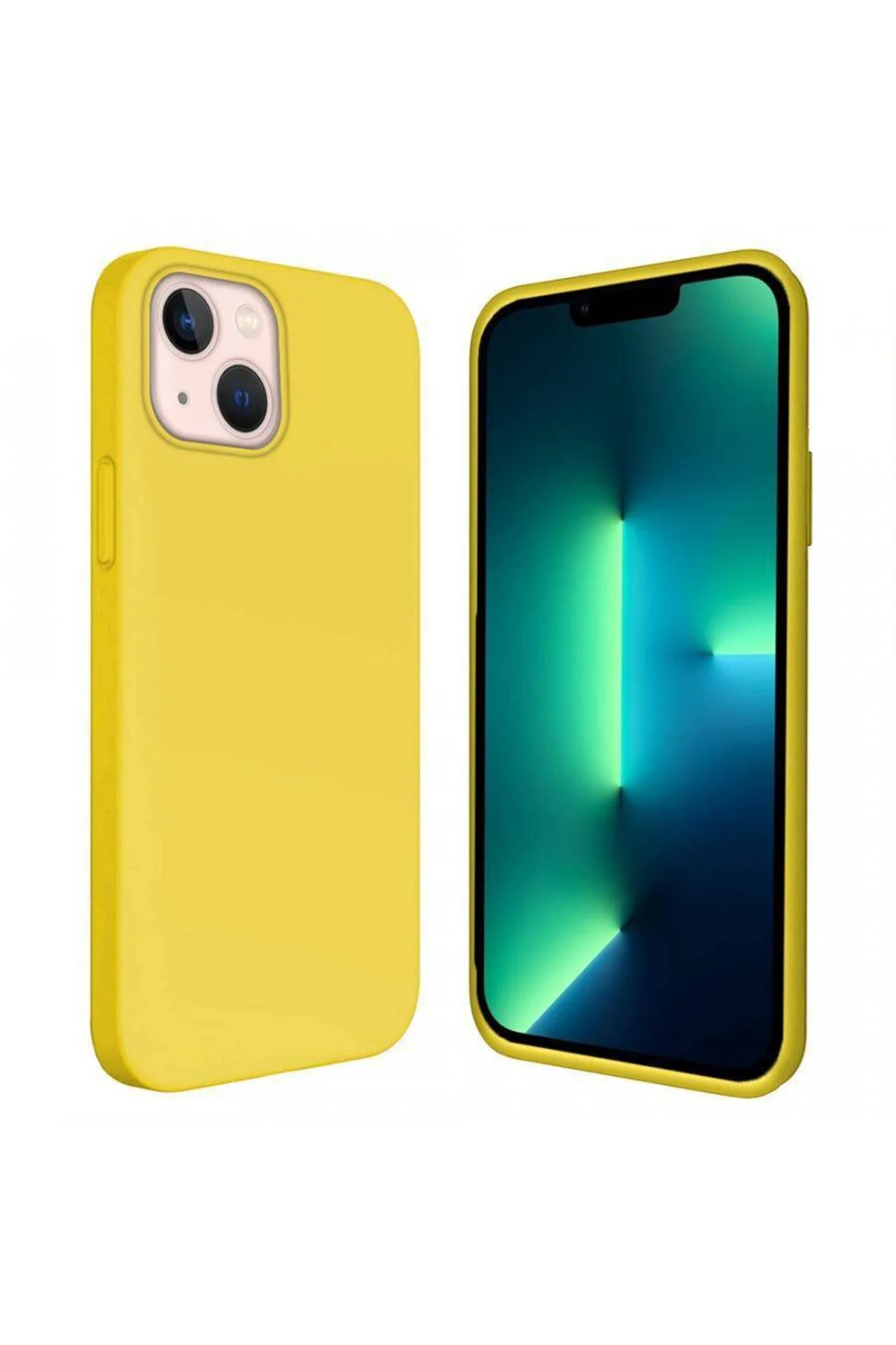 Apple iPhone 14 6.1'' İçi Kadife Silikon Kılıf Sarı
