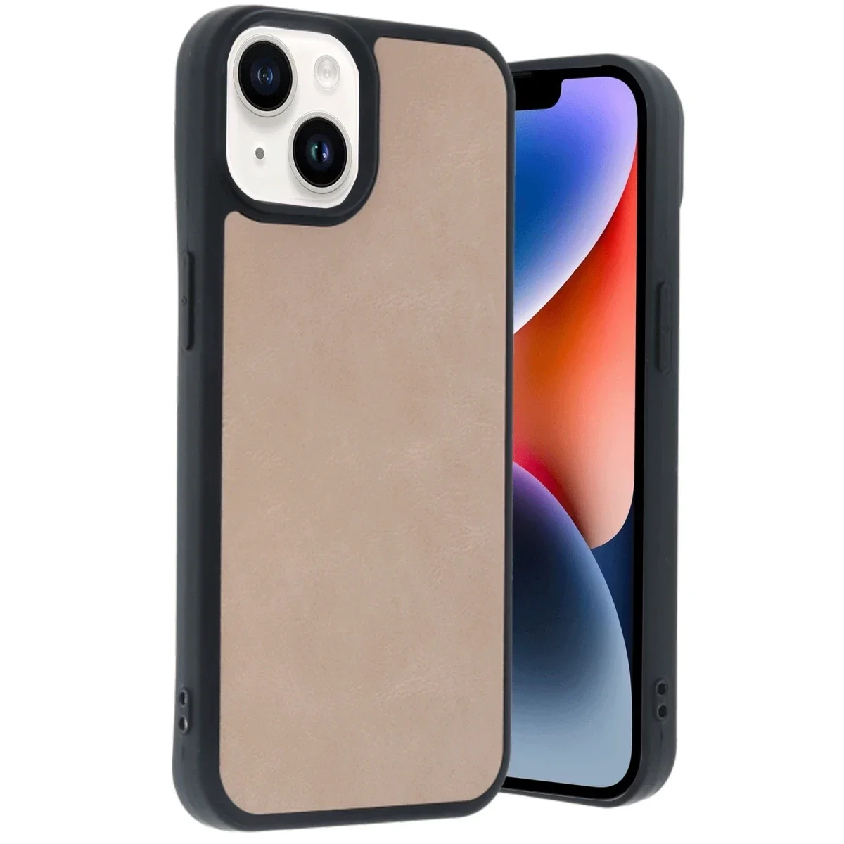Apple iPhone 14 Kılıf Aras Deri Kapak - Pudra