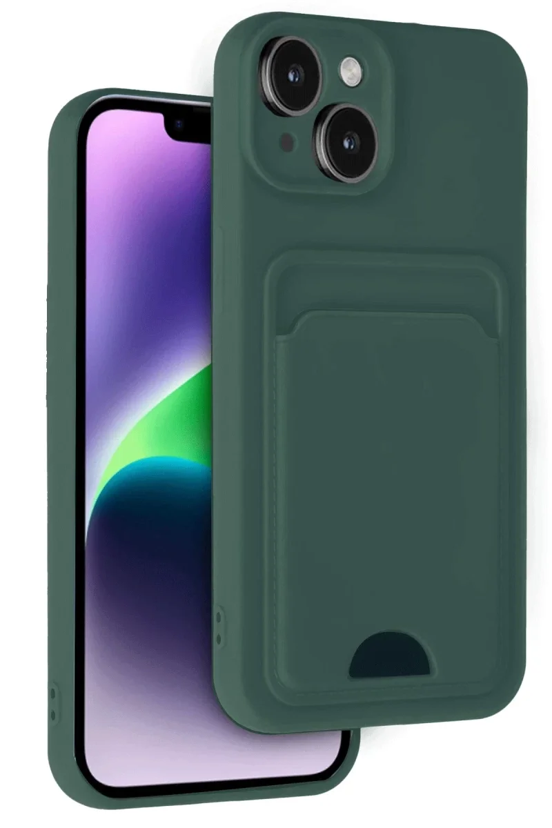 Apple iPhone 14 Kılıf Kelvin Kartvizitli Silikon - Koyu Yeşil Apple iPhone 14 Kılıf Kelvin Kartvizitli Silikon - Koyu Yeşil