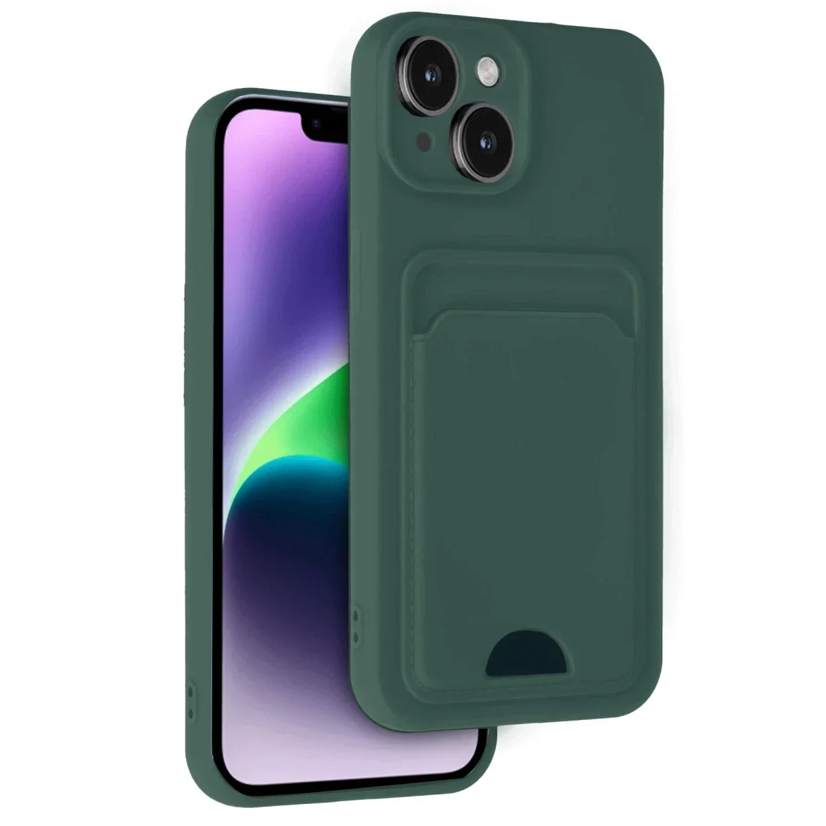 Apple iPhone 14 Kılıf Kelvin Kartvizitli Silikon - Koyu Yeşil Apple iPhone 14 Kılıf Kelvin Kartvizitli Silikon - Koyu Yeşil