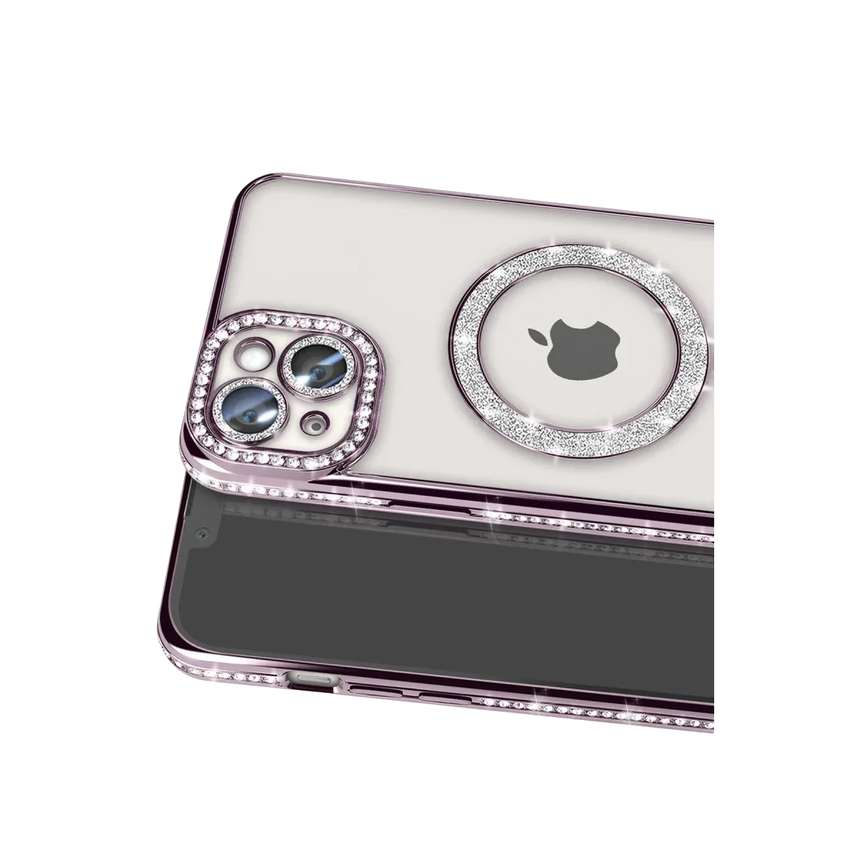 Apple iPhone 14 Kılıf Joke Simli Magneticsafe Kılıf - Pembe