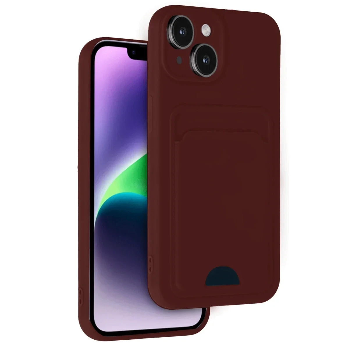 Apple iPhone 14 Kılıf Kelvin Kartvizitli Silikon - Bordo
