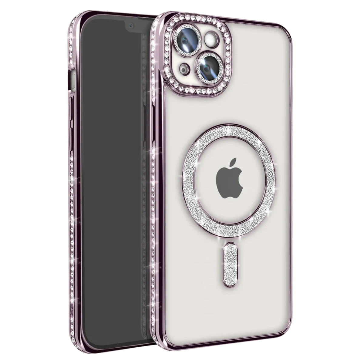 Apple iPhone 14 Kılıf Joke Simli Magneticsafe Kılıf - Pembe