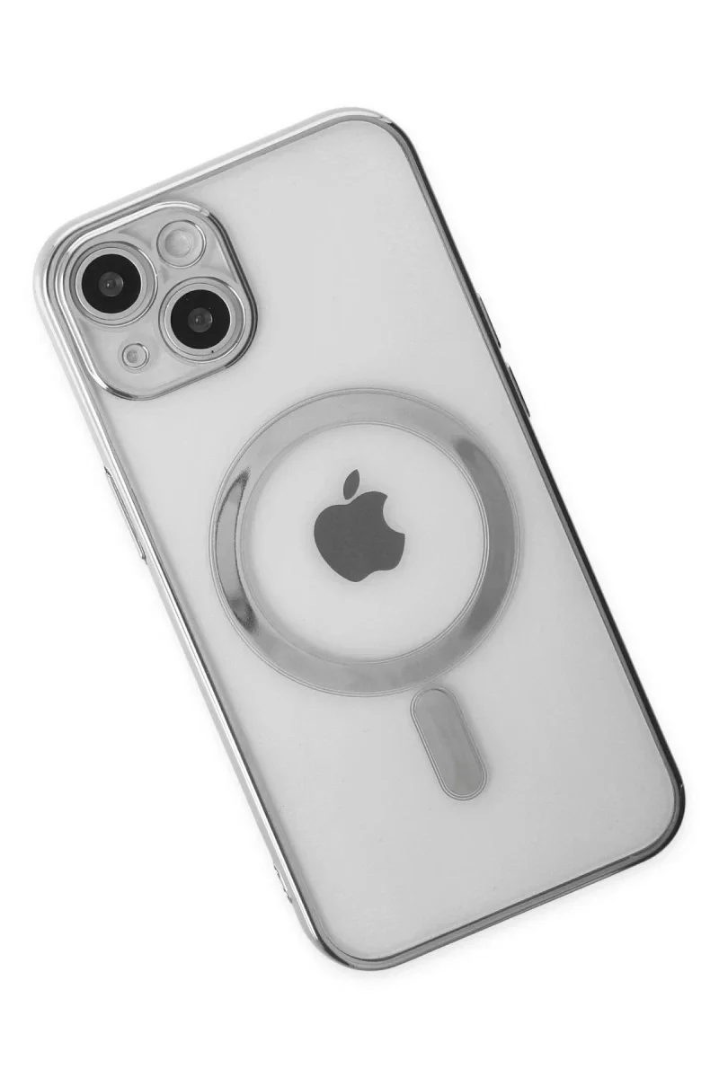 Apple iPhone 14 Plus Kılıf Magneticsafe Lazer Silikon - Gümüş Apple iPhone 14 Plus Kılıf Magneticsafe Lazer Silikon - Gümüş