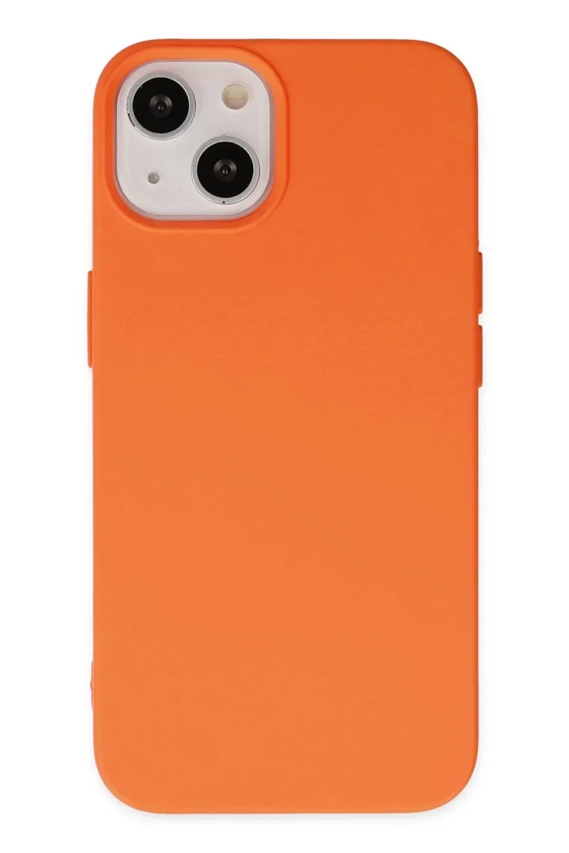 Apple iPhone 14 Plus Kılıf Nano içi Kadife Silikon - Turuncu