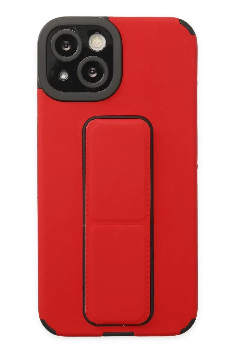 Apple iPhone 14 Plus Kılıf Mega Standlı Silikon - Kırmızı Apple iPhone 14 Plus Kılıf Mega Standlı Silikon - Kırmızı