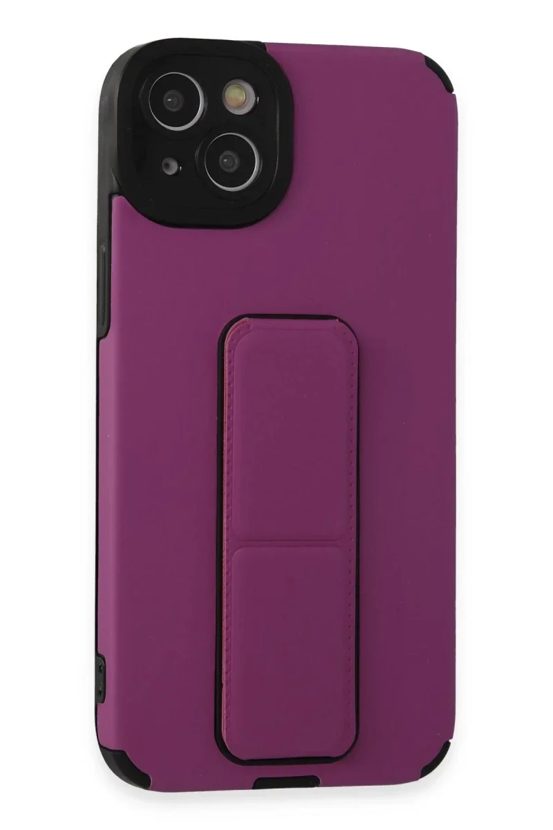 Apple iPhone 14 Plus Kılıf Mega Standlı Silikon - Mor
