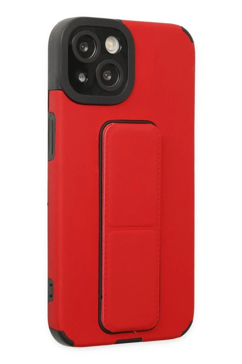 Apple iPhone 14 Plus Kılıf Mega Standlı Silikon - Kırmızı Apple iPhone 14 Plus Kılıf Mega Standlı Silikon - Kırmızı