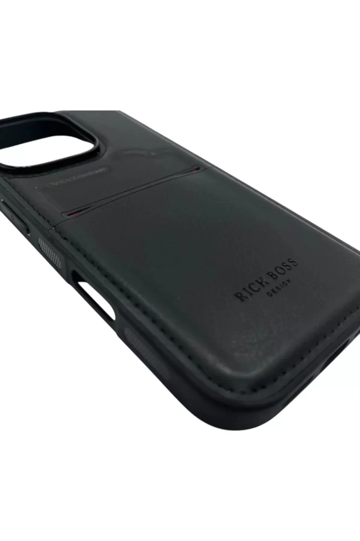 Apple iPhone 14 Plus Kartlıklı Rich Boss Lüx Deri Kılıf Siyah