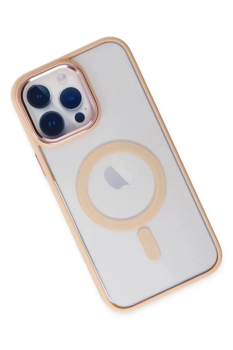 Apple iPhone 14 Pro Kılıf Room Magneticsafe Silikon - Pudra