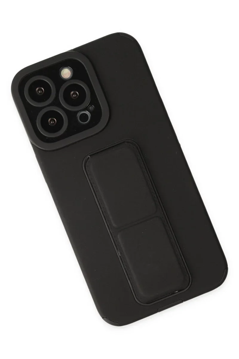 Apple iPhone 14 Pro Kılıf Mega Standlı Silikon - Siyah Apple iPhone 14 Pro Kılıf Mega Standlı Silikon - Siyah