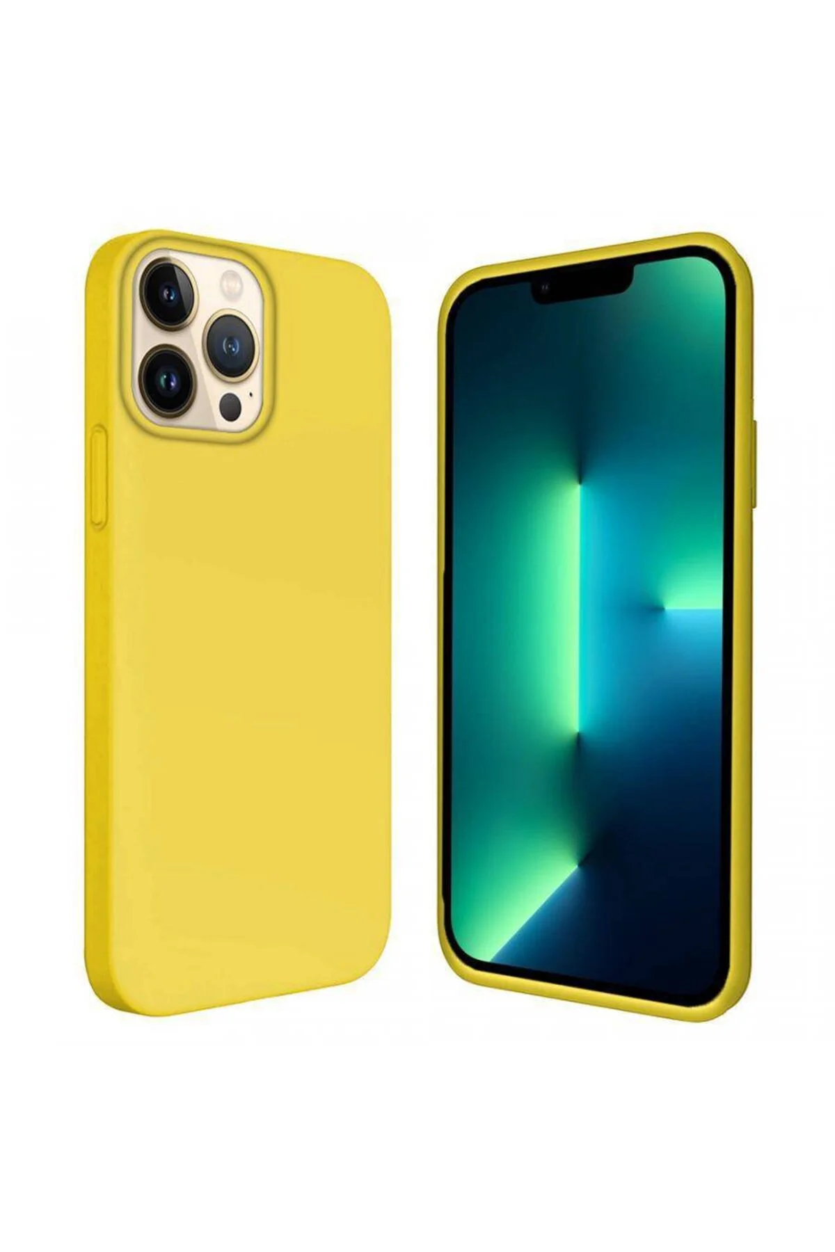 Apple iPhone 14 Pro Max 6.7'' İçi Kadife Silikon Kılıf Sarı