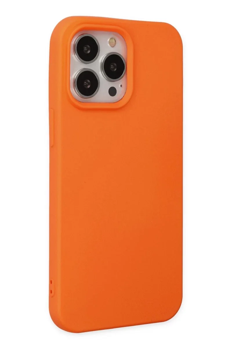 Apple iPhone 14 Pro Kılıf Nano içi Kadife Silikon - Turuncu