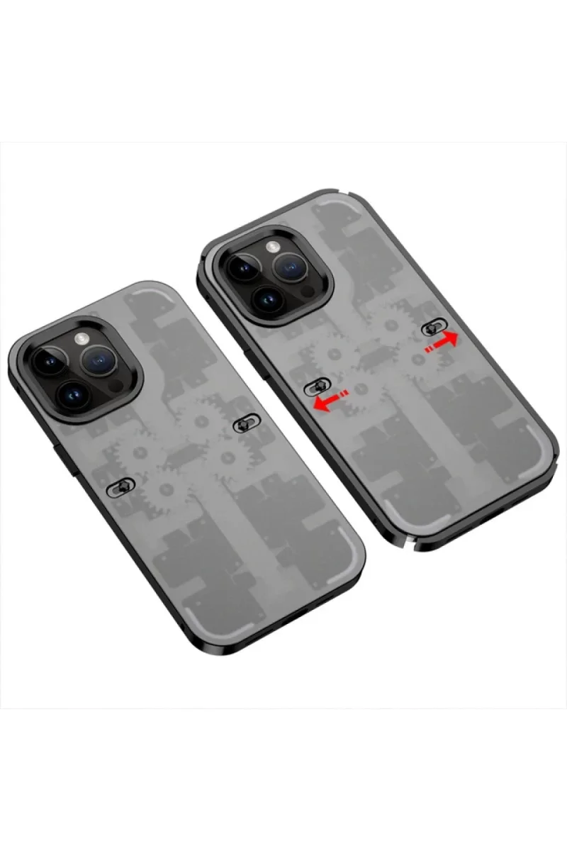 Apple iPhone 14 Pro Kılıf Mekanik Bumper Kapak - Siyah