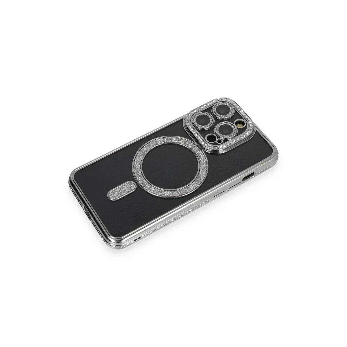 Apple iPhone 14 Pro Max Kılıf Joke Simli Magneticsafe Kılıf - Gri