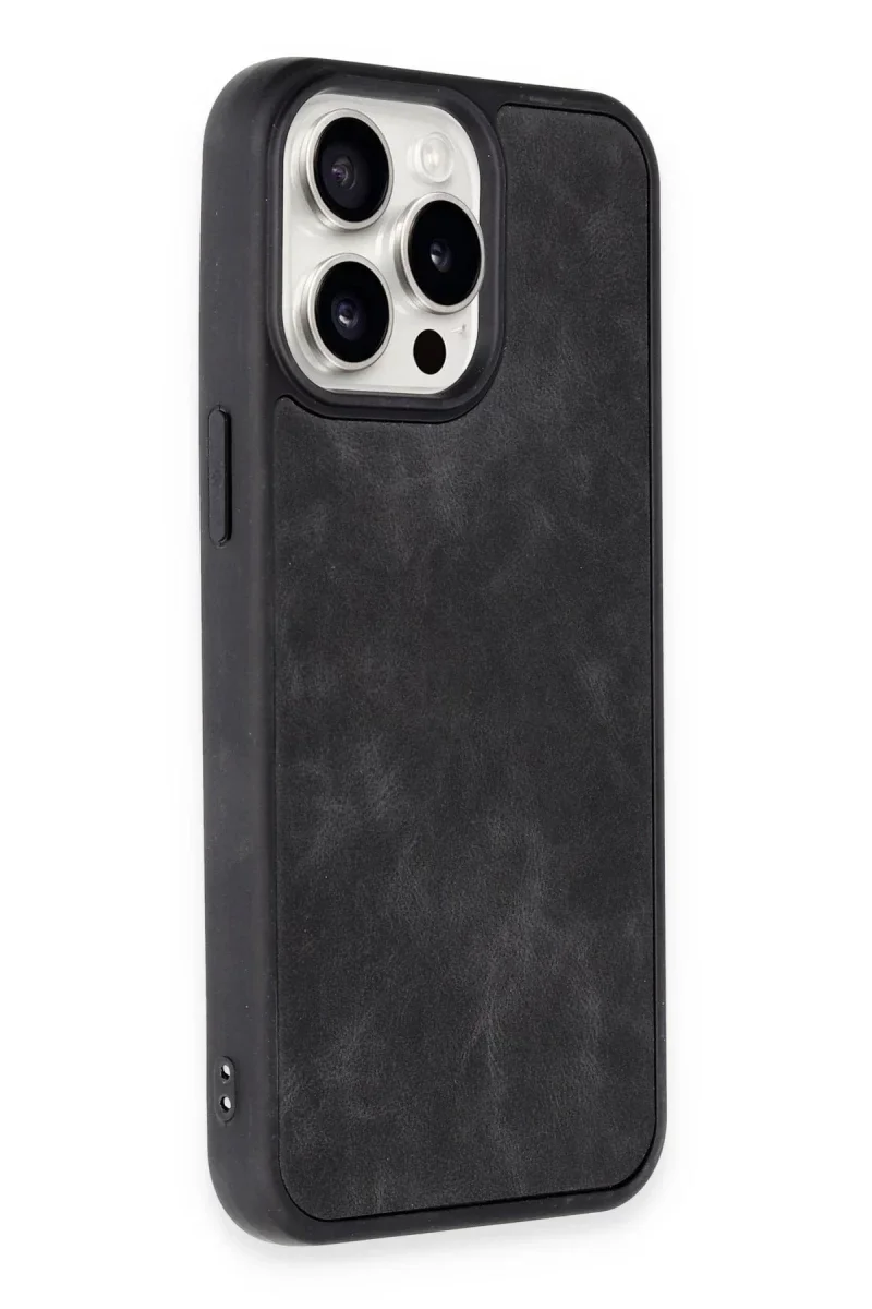 Apple iPhone 14 Pro Max Kılıf Aras Deri Kapak - Siyah Apple iPhone 14 Pro Max Kılıf Aras Deri Kapak - Siyah