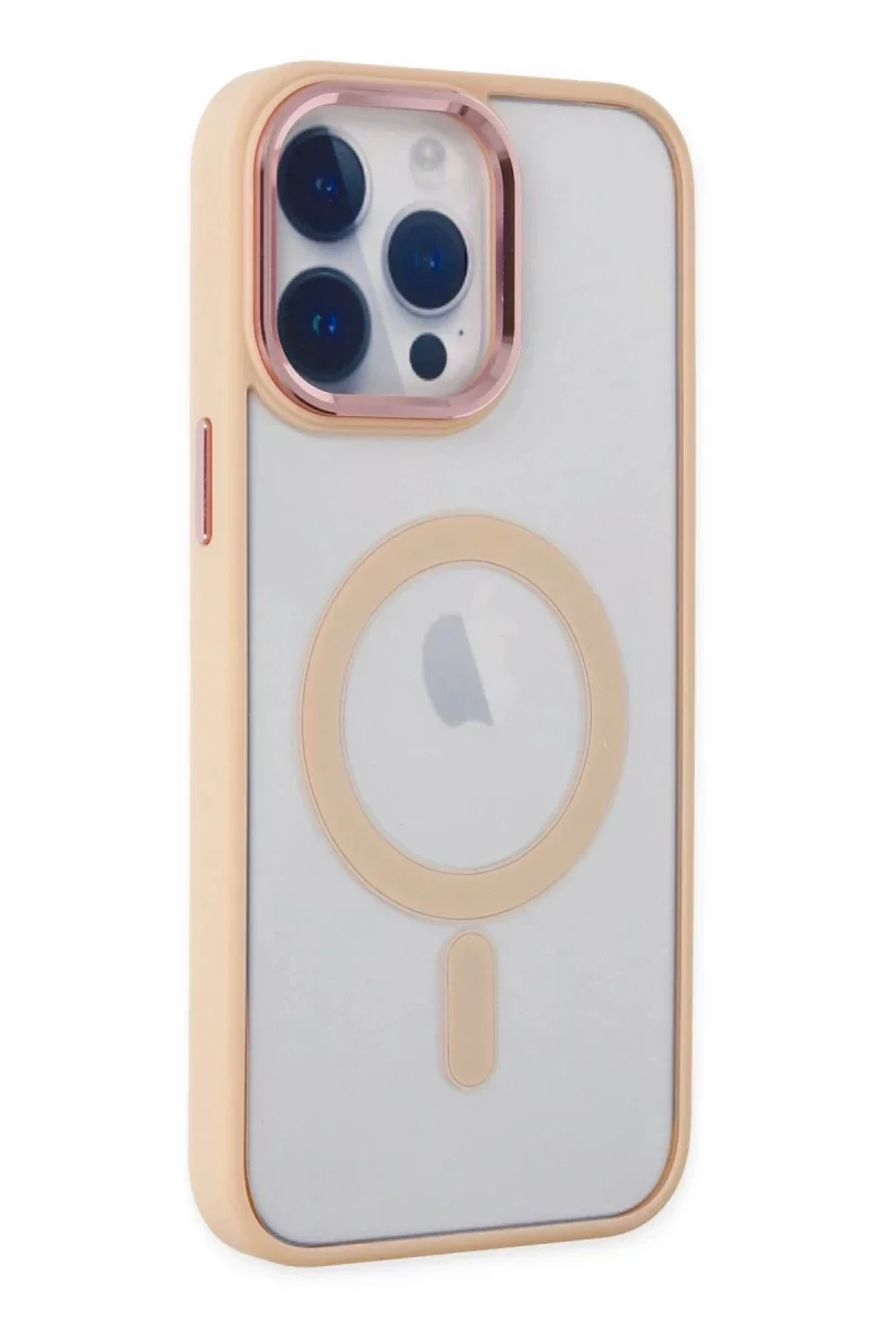 Apple iPhone 14 Pro Kılıf Room Magneticsafe Silikon - Pudra