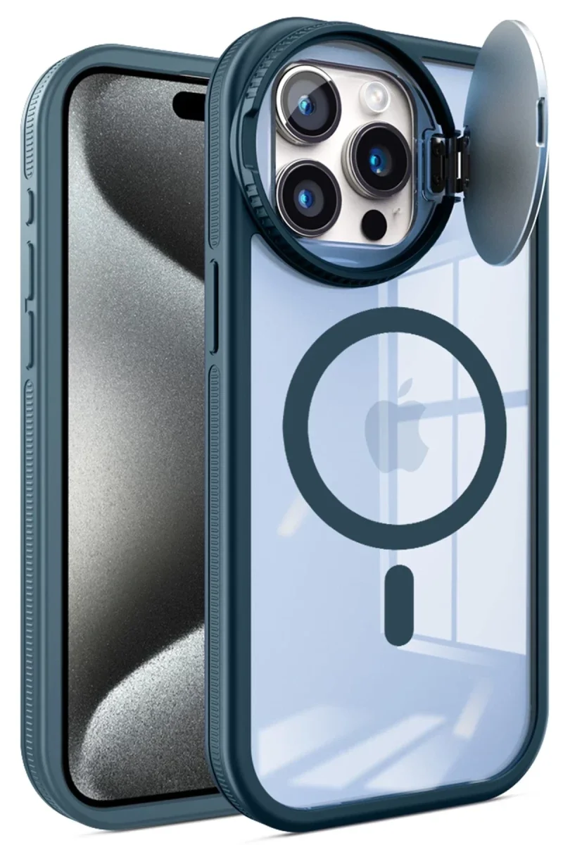 Apple iPhone 14 Pro Max Kılıf Teleskop Lens Magsafe Silikon Kapak - Lacivert