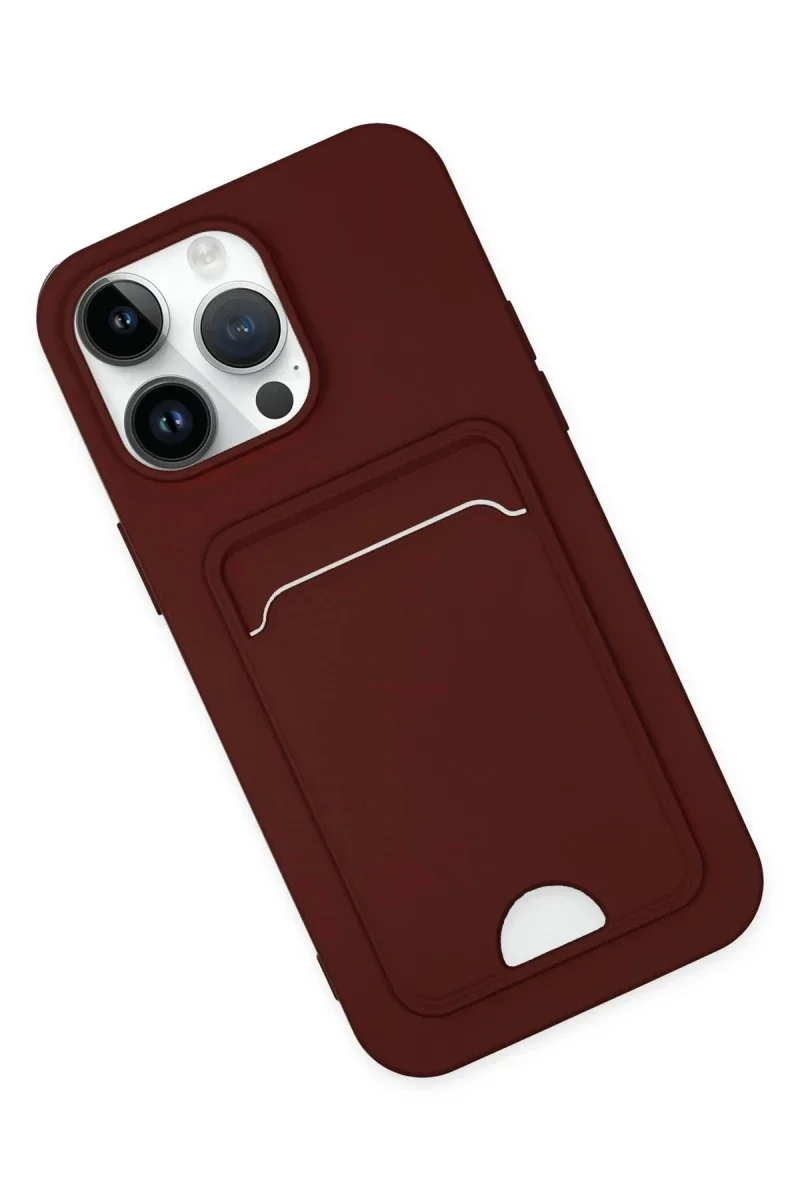 Apple iPhone 14 Pro Kılıf Kelvin Kartvizitli Silikon - Bordo Apple iPhone 14 Pro Kılıf Kelvin Kartvizitli Silikon - Bordo