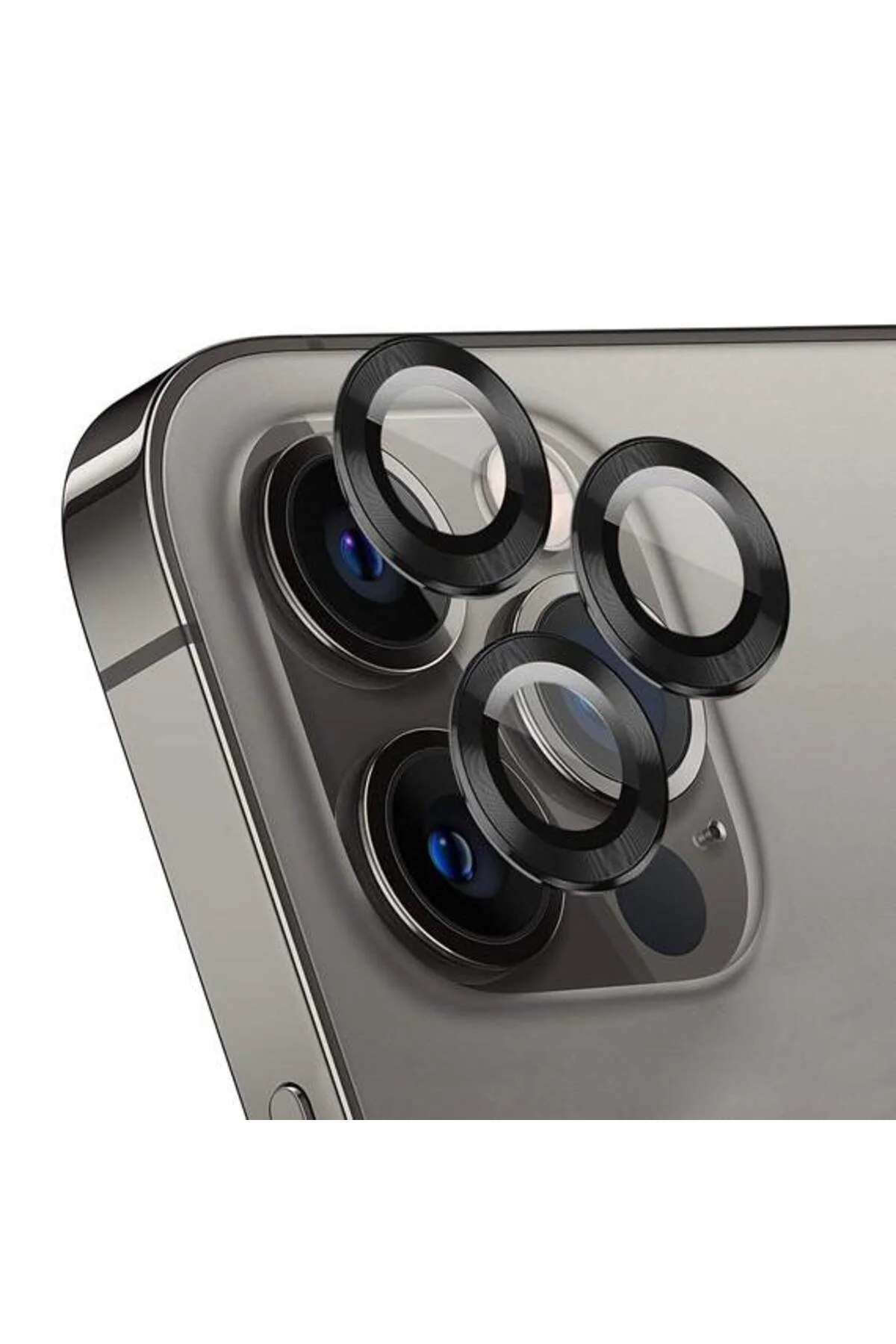 Apple iPhone 14 Pro Max 6.7'' Metal Çerçeveli Kamera Koruma Lensi Siyah