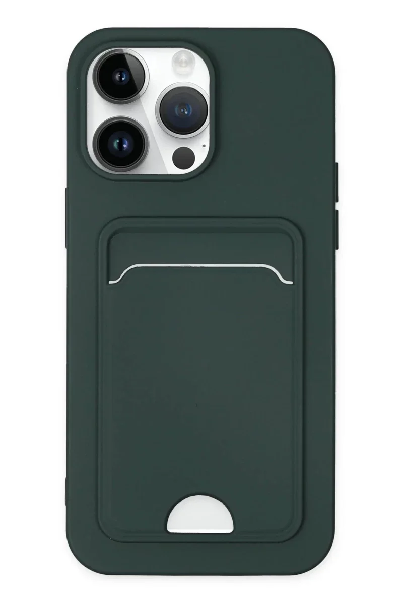 Apple iPhone 14 Pro Kılıf Kelvin Kartvizitli Silikon - Koyu Yeşil Apple iPhone 14 Pro Kılıf Kelvin Kartvizitli Silikon - Koyu Yeşil