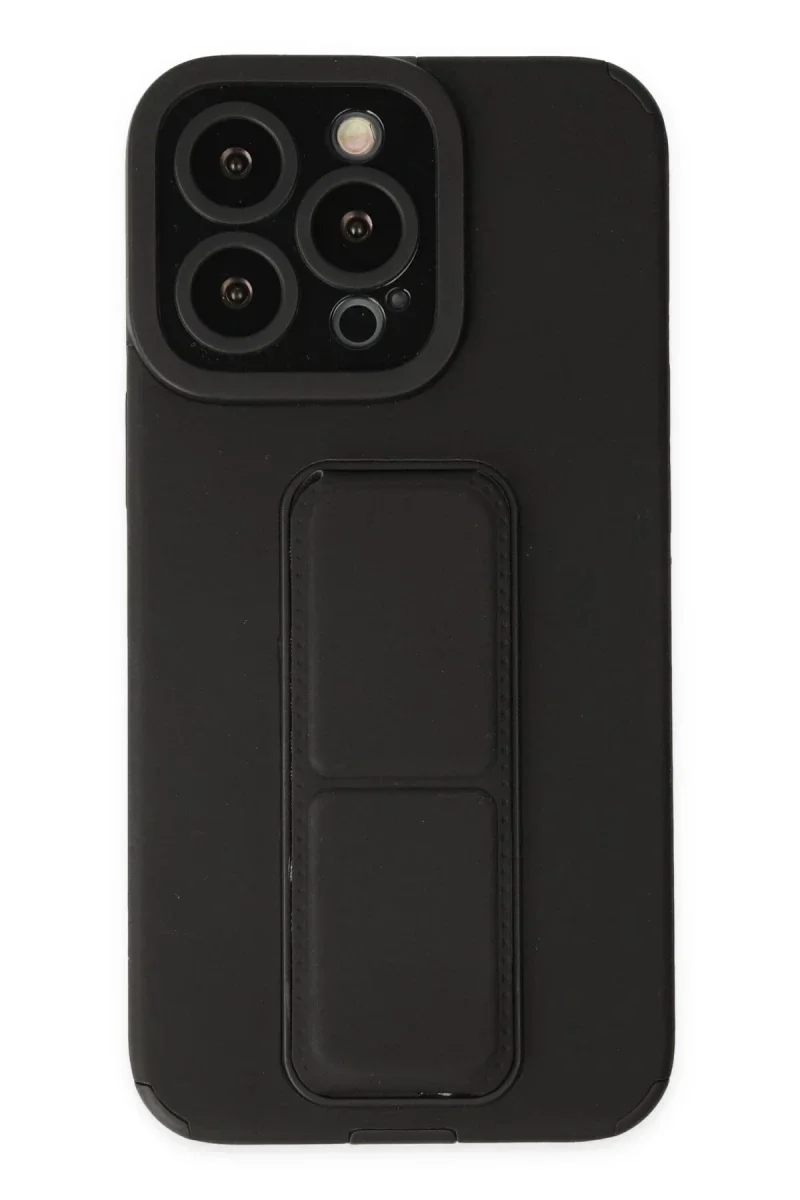 Apple iPhone 14 Pro Kılıf Mega Standlı Silikon - Siyah Apple iPhone 14 Pro Kılıf Mega Standlı Silikon - Siyah