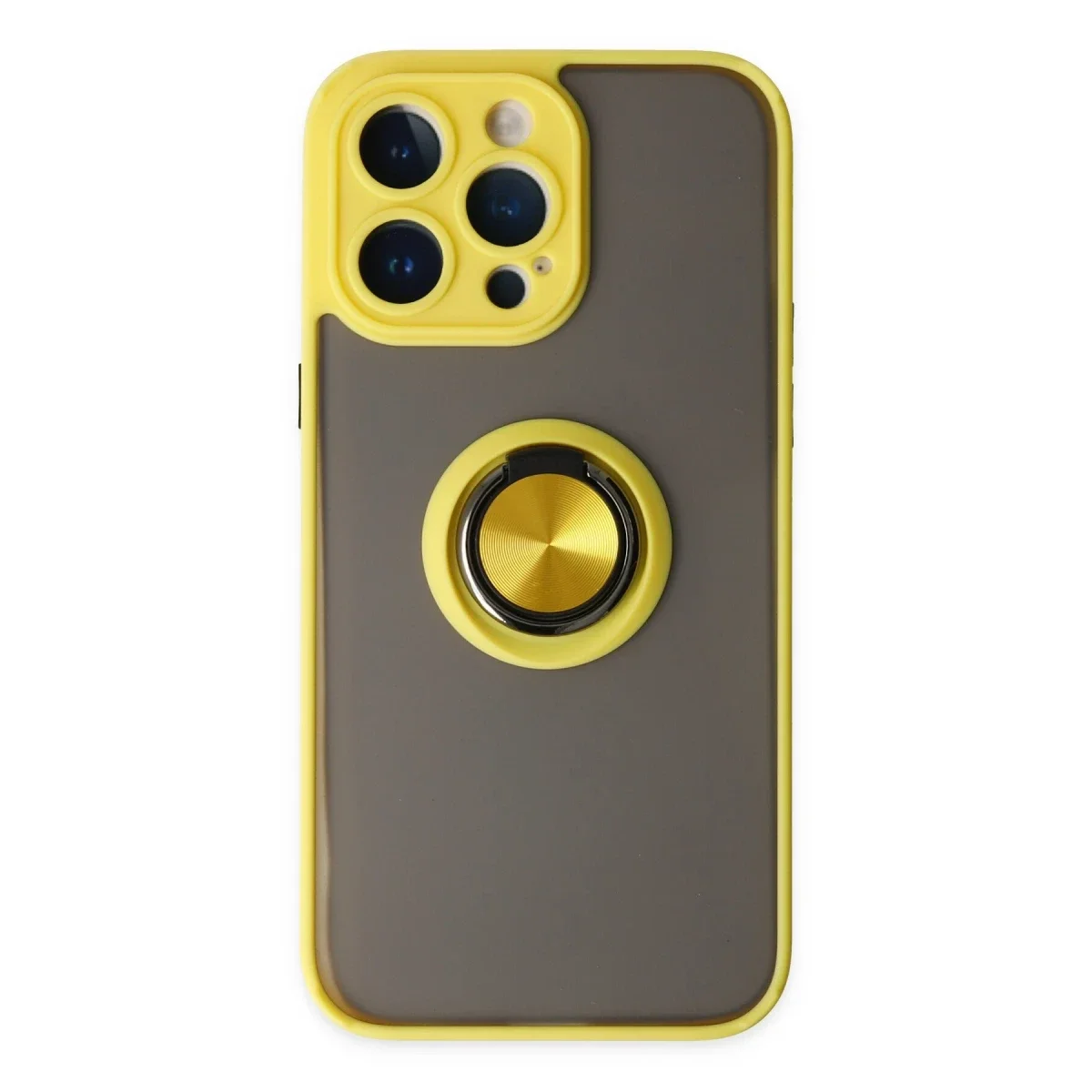 Apple iPhone 14 Pro Max Kılıf Montreal Yüzüklü Silikon Kapak - Sarı Apple iPhone 14 Pro Max Kılıf Montreal Yüzüklü Silikon Kapak - Sarı