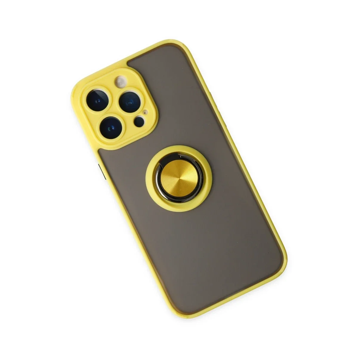 Apple iPhone 14 Pro Max Kılıf Montreal Yüzüklü Silikon Kapak - Sarı Apple iPhone 14 Pro Max Kılıf Montreal Yüzüklü Silikon Kapak - Sarı - Görsel 3