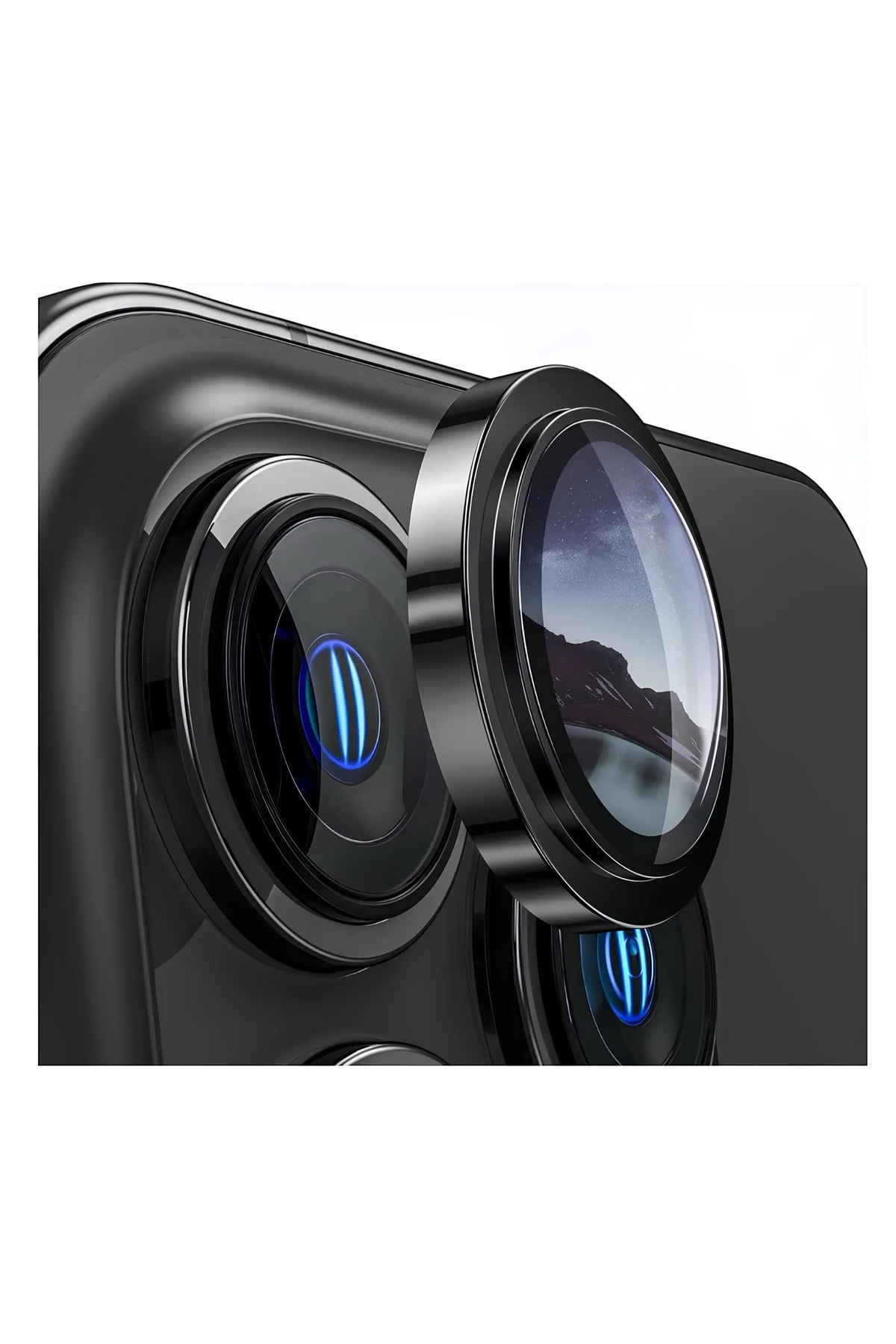 Apple iPhone 14 Pro Max Gerçek Cam Safir Lens Koruma Siyah