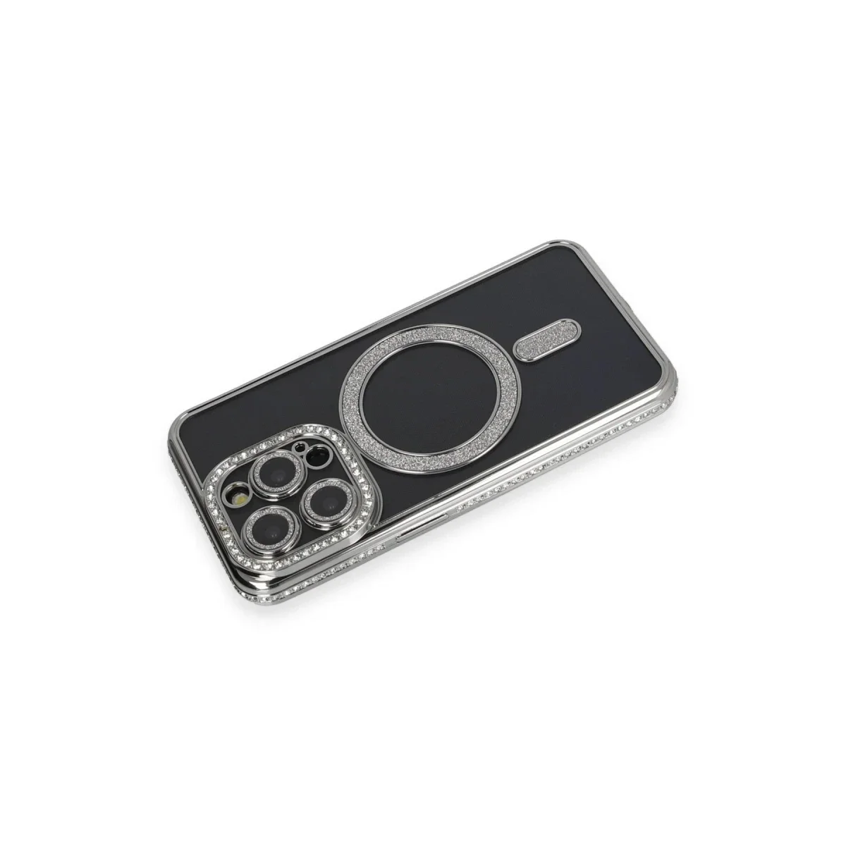 Apple iPhone 14 Pro Max Kılıf Joke Simli Magneticsafe Kılıf - Gri