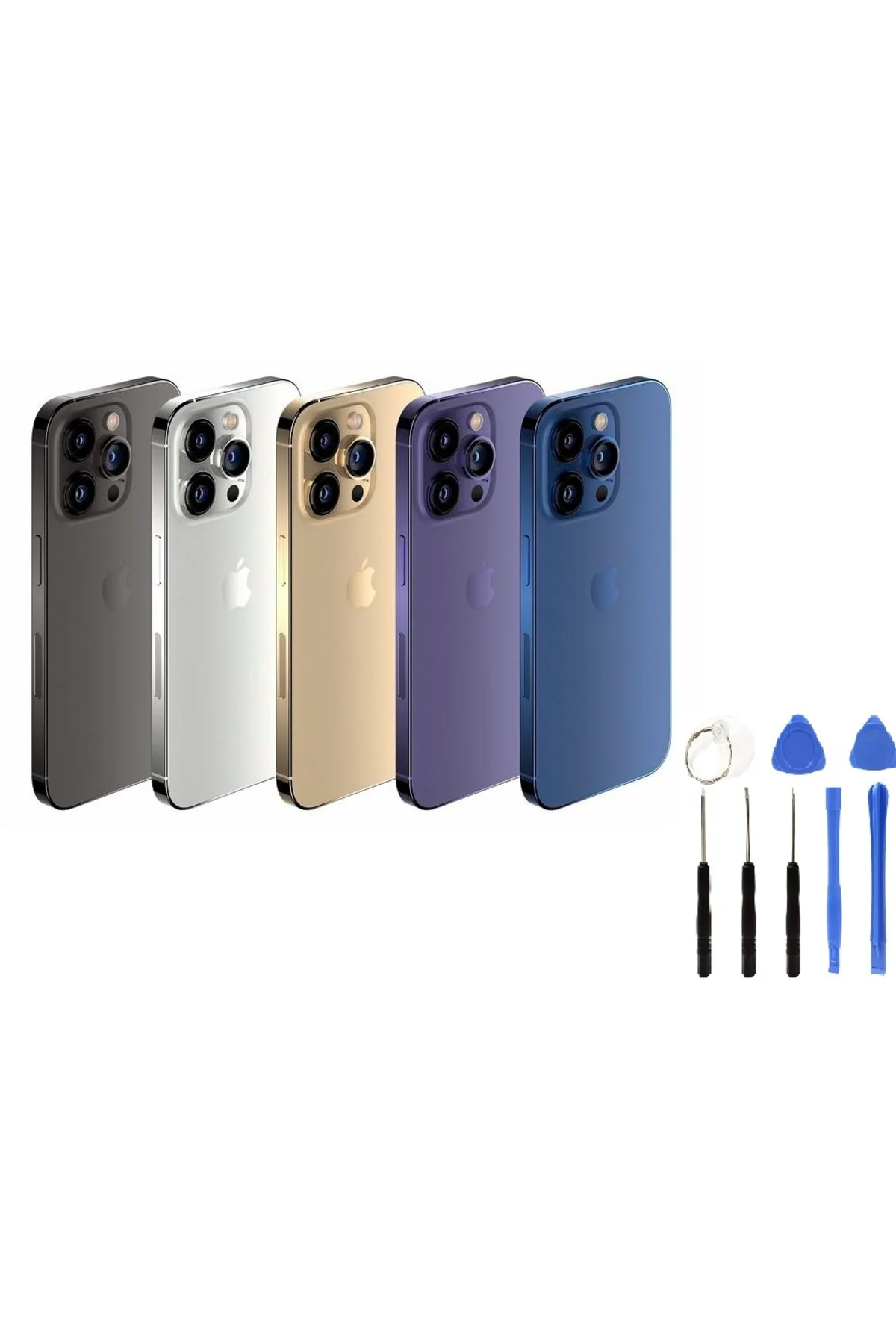 Apple İphone 14 Pro Max Arka Kapak +B7000 Yapıştırıcı+Tamir Seti Pembe