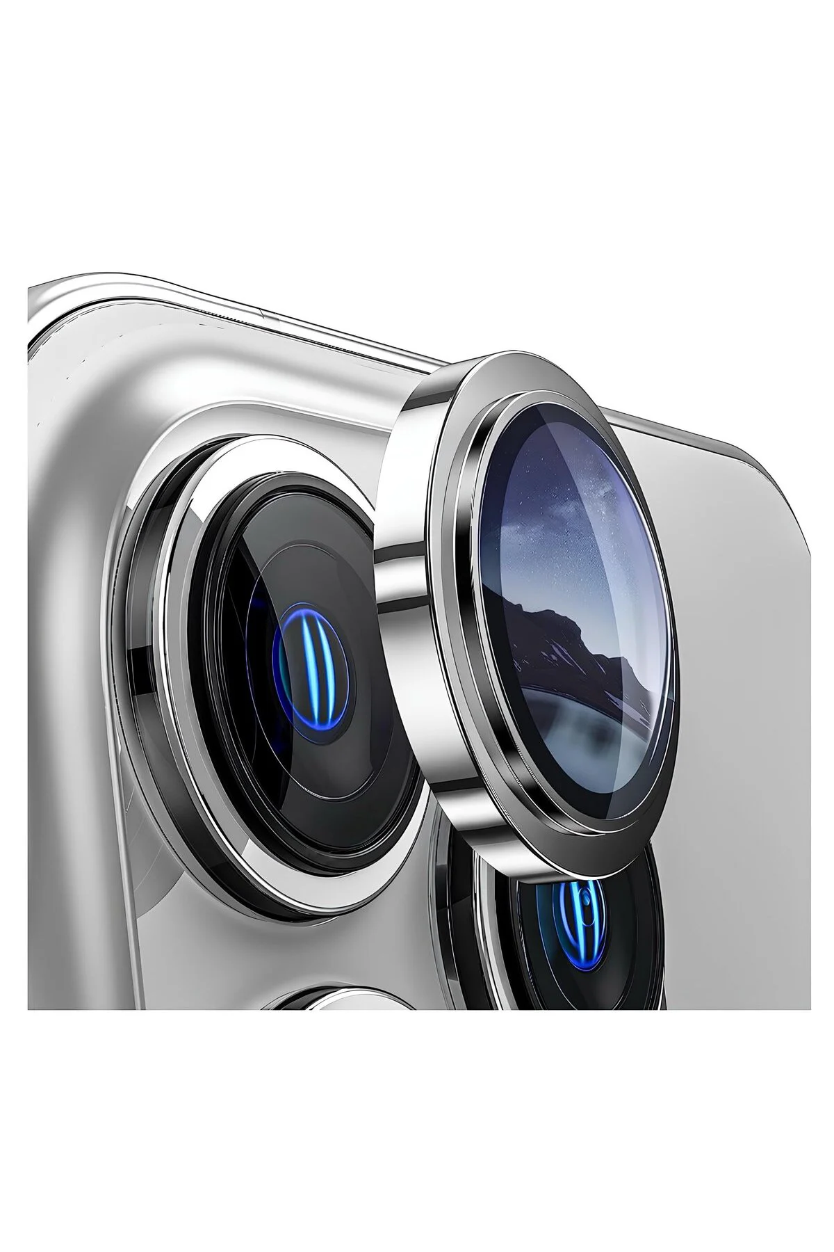 Apple iPhone 14 Pro Gerçek Cam Safir Lens Koruma Gümüş